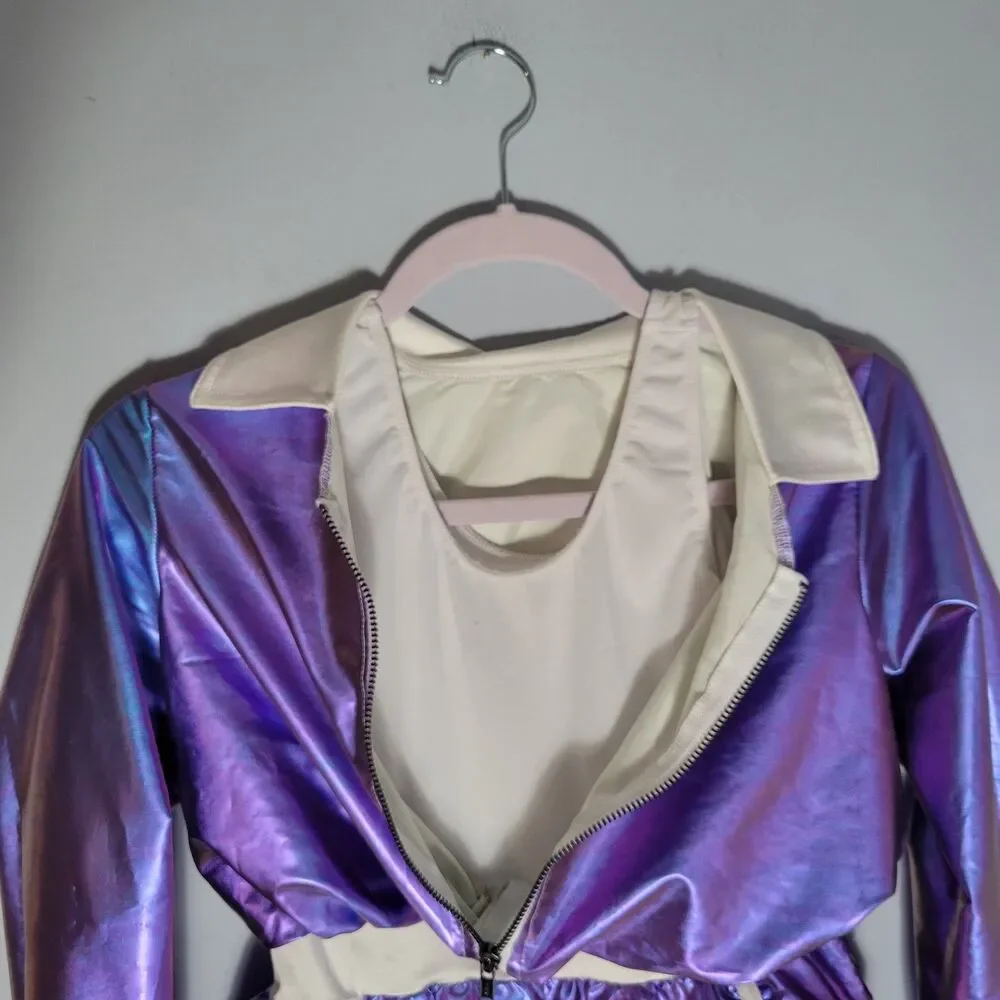 Weissman Purple Metallic One-Piece Dance Custom Jump Suit Size Large 9/10yrs